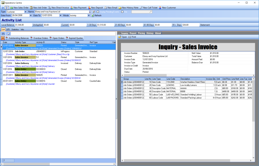 Ostendo Freeway Accounting Link